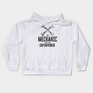 I`m a mechanic, what`s your superpower cool vintage retro garage gift Kids Hoodie